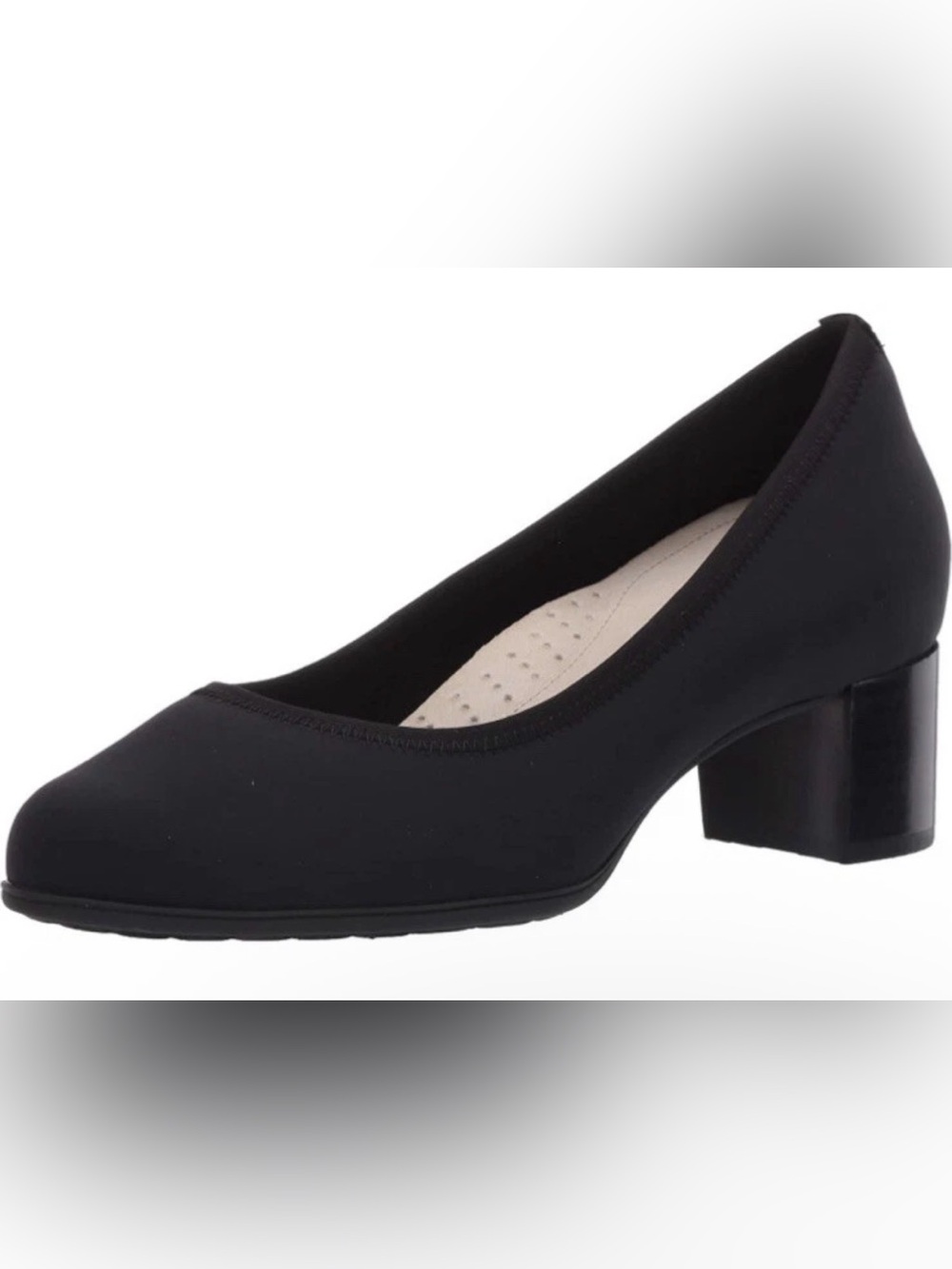Aravon Women’s Career Dress Pump Navy Blue Lycra w/patent stripe on heels sz 7